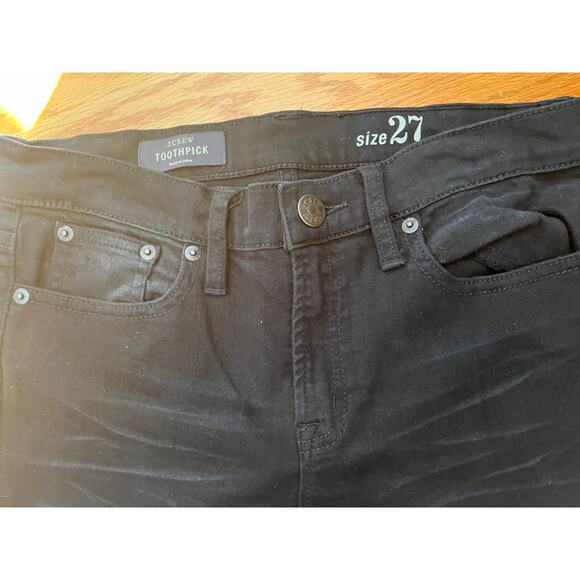 J. Crew destroyed Toothpick black jeans size 27 cotton polyester‎ elasthanne - Picture 3 of 5